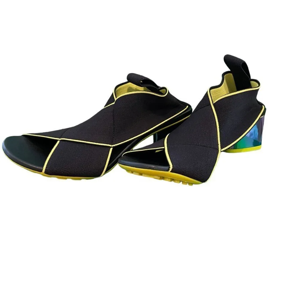 BOTTEGA VENETA 689993 BLACK 'FLEX' HEELED‎ SANDALS, sz 36